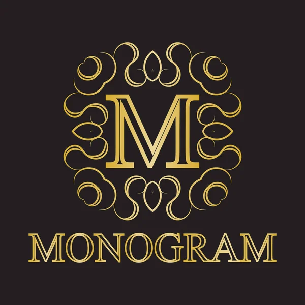 Vintage Monogram Frame Template Ontwerpelementen Vectorillustratie — Stockvector