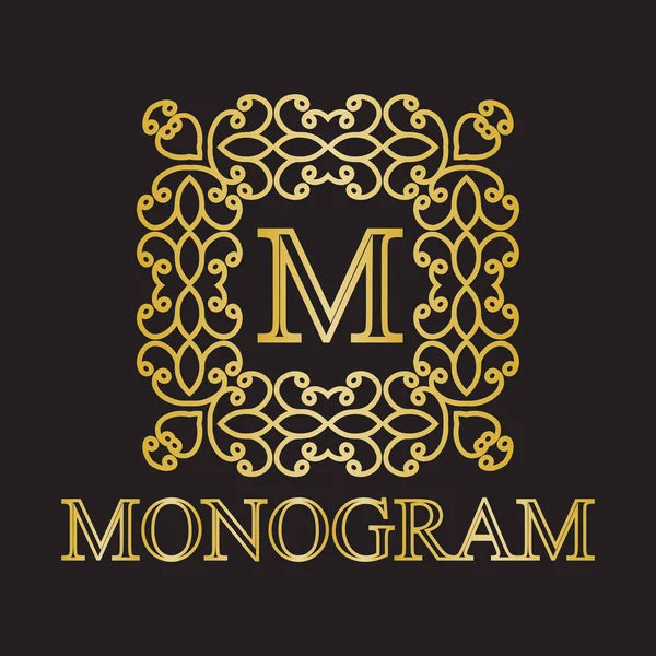 Modello Cornice Monogramma Vintage Elementi Design Illustrazione Vettoriale — Vettoriale Stock