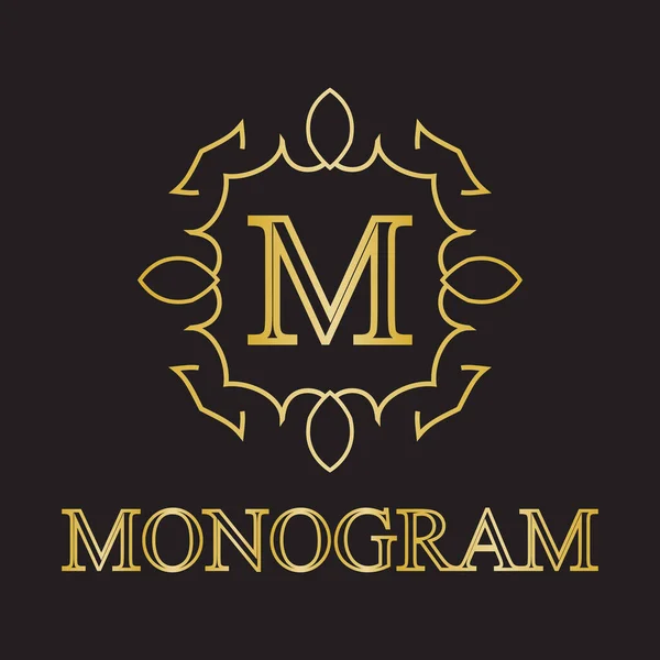 Vintage Monogram Frame Template Ontwerpelementen Vectorillustratie — Stockvector