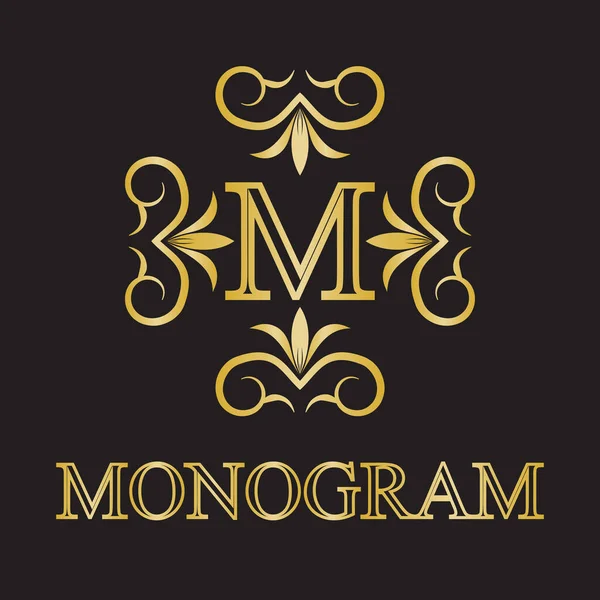 Modelo Monograma Simples Gracioso Elementos Design Ilustração Vetorial — Vetor de Stock