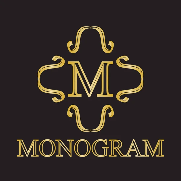 Modelo Moldura Monograma Vintage Elementos Design Ilustração Vetorial — Vetor de Stock