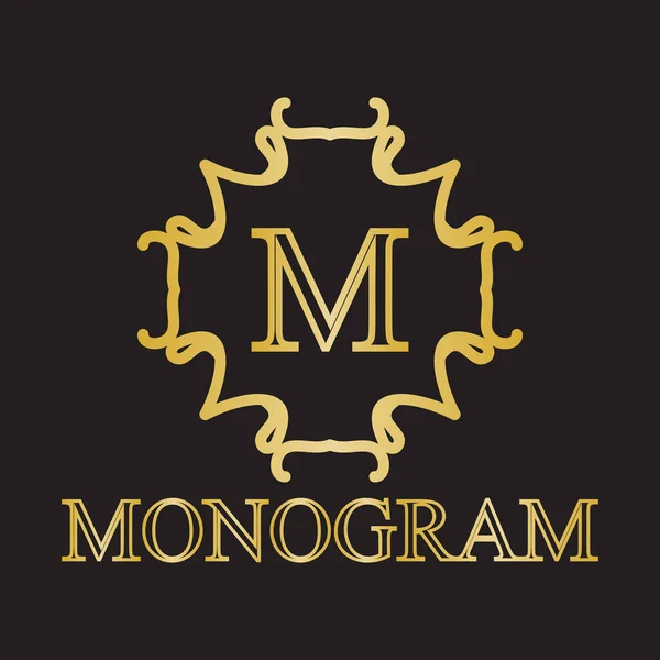 Modelo Moldura Monograma Vintage Elementos Design Ilustração Vetorial — Vetor de Stock