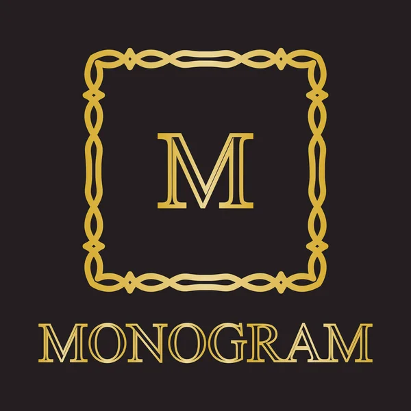 Vintage Monogram Frame Template Design Elements Vector Illustration — Stock Vector