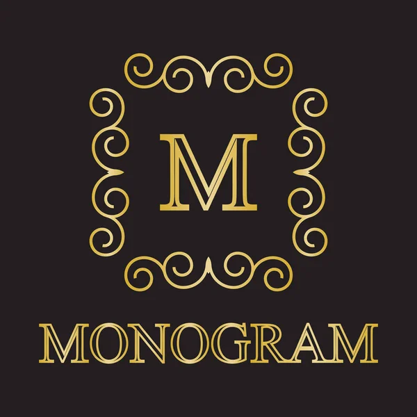 Vintage Monogramm Rahmenvorlage Designelemente Vektorillustration — Stockvektor