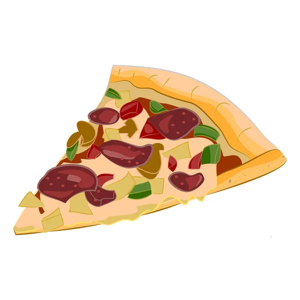 Vector Image Creative Pizzas Meats Cartoon Icon Italian Pizza Slice — Stock Vector
