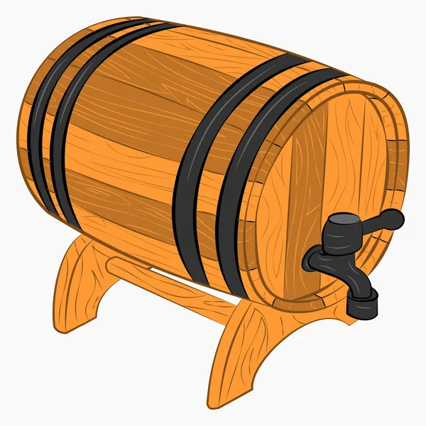 Wooden Barrel Beer Tap Cartoon Icon — Stock Vector
