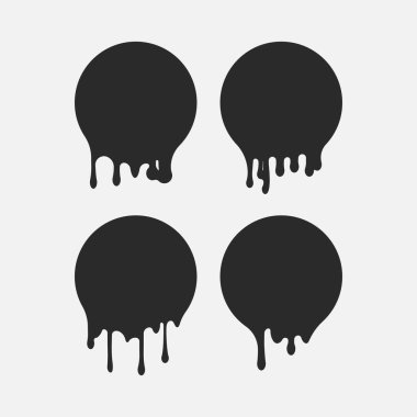 Yağ damlası, leke, sıvı lekesi, damlalar, çikolata damlaları. Vektör illüstrasyonu.