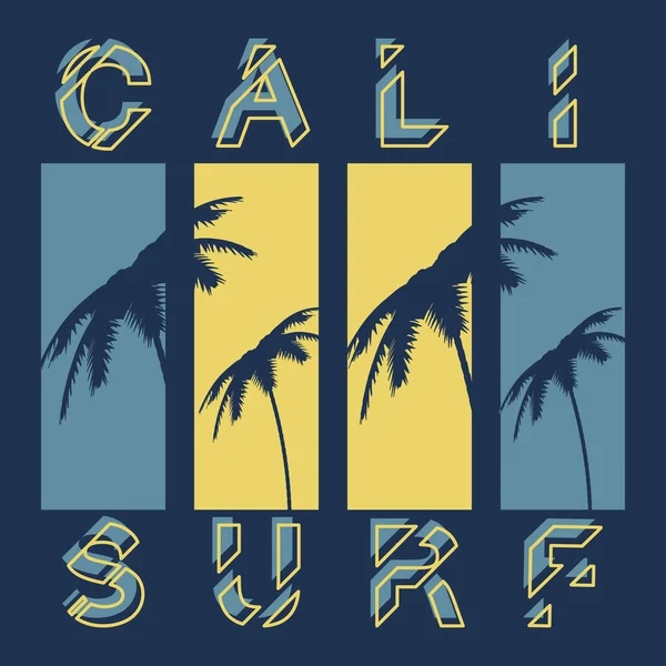 Shirt Com Tema Surf Tema Verão Califórnia Emblema Impressão Para — Vetor de Stock