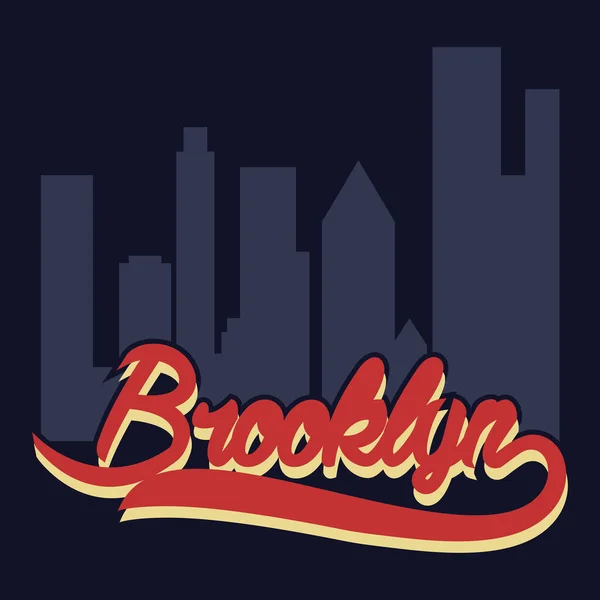 New York Sport Usar Emblema Tipografia Uma Pegada Brooklyn Shirt —  Vetores de Stock