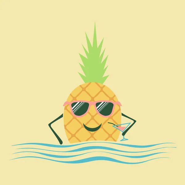 Camiseta Con Tema Verano Descanse Mar Océano Cintura Piña Agua — Archivo Imágenes Vectoriales