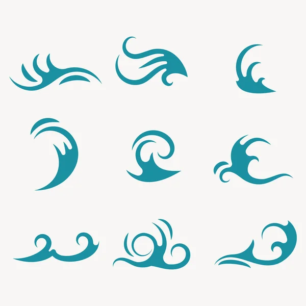 Een Set Van Zee Golf Iconen Elementen Voor Waterontwerp Symbolen — Stockvector