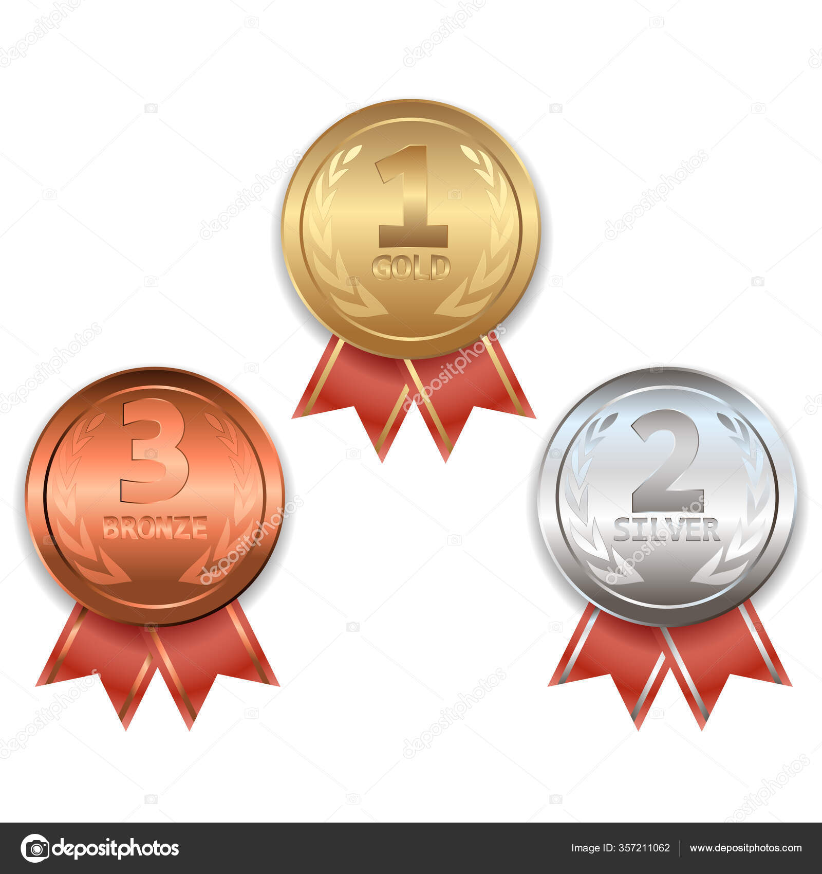 medallas de oro, plata y bronce vector.campeón y ganador premios