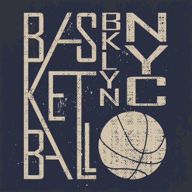 Basketbol tişörtü. New York, Brooklyn. Spor tipografisi. Vektör.