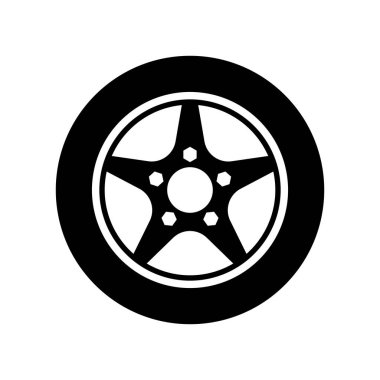 Araba tekeri ikonu. Vektör resmi beyaz arkaplanda izole edildi.