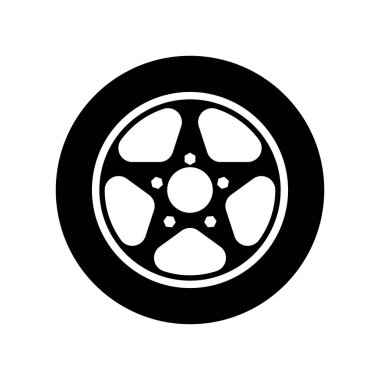 Araba tekeri ikonu. Vektör resmi beyaz arkaplanda izole edildi.