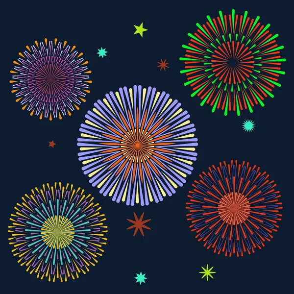 Kleurrijk Vuurwerk Aan Nachtelijke Hemel Vuurfeest Event Service Symbool Celebration — Stockvector