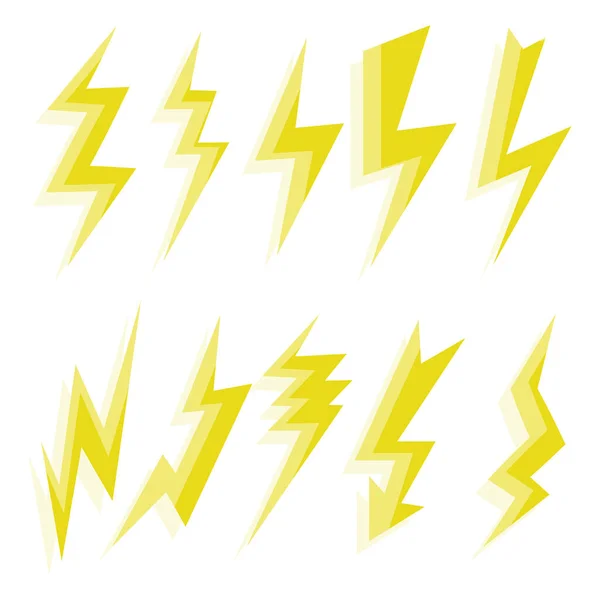 Thunder Lightning Icons Flat Style Set Vector Images — Stock Vector