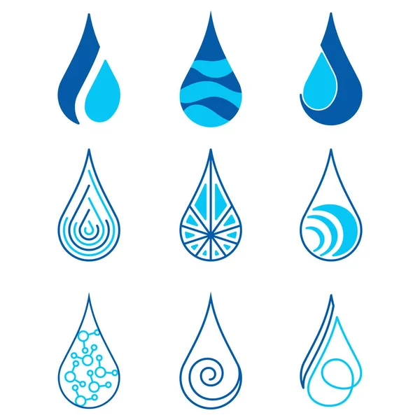 Icono Gota Agua Logotipos Aqua Símbolo Lluvia Conjunto Vectores — Vector de stock