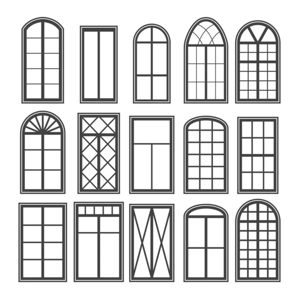 Fensterrahmen Schwarze Silhouette Retro Design — Stockvektor