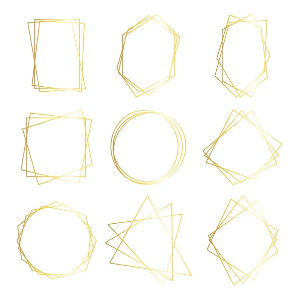 Gouden Lijnen Frame Abstracte Lijst Vectorafbeelding — Stockvector