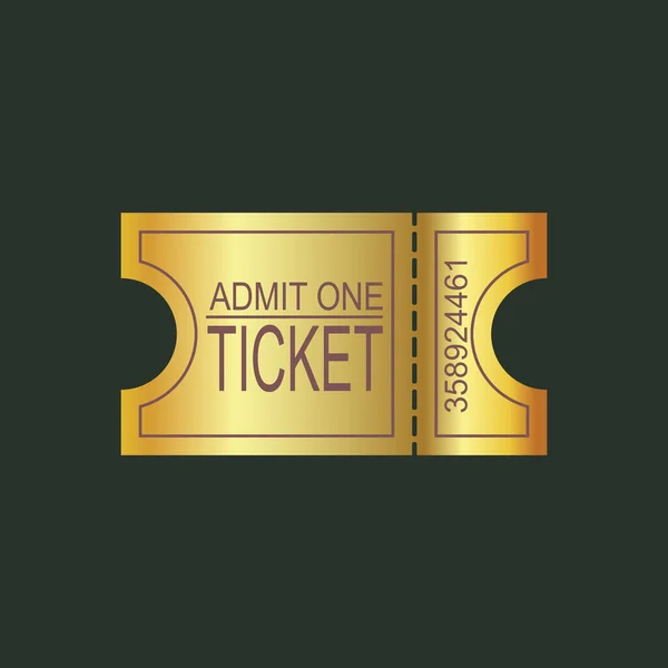 Vintage Gouden Ticket Toegang Tot Bioscoop Theater Muziekfestival Feest Enz — Stockvector