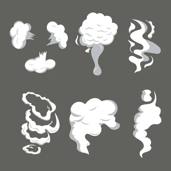 Ensemble Fumée Smog Dans Style Dessin Animé Nuage Explosif Graphiques Illustration De Stock