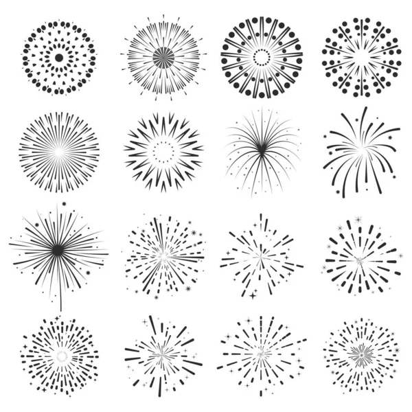 Іконки Феєрверків Свято Фестиваль Вечірка Святкування Нового Року Яскраві Спалахи Ліцензійні Стокові Ілюстрації