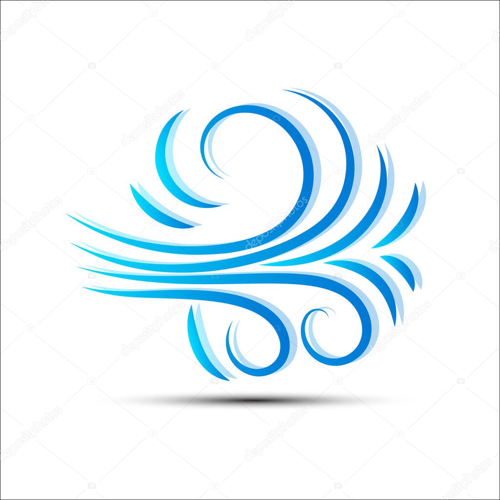 Vector illustration of wind icon isolated on white.