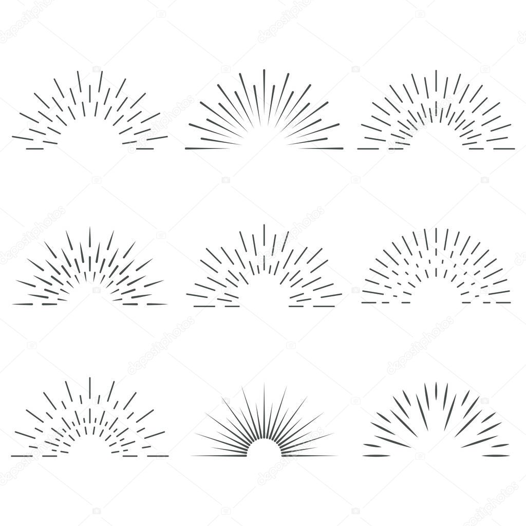 Sun rays. Sunrise. Sun shine. Borders for banners, logo, emblems. Vector.