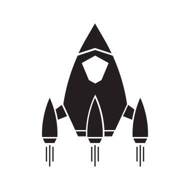 Düz bir roket ikonu. Uzay roketi fırlatıldı. - Uzay gemisi. Vektör.