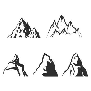 Dağın zirvesi, tepesi, tepesi, tepesi. Vektör seti.