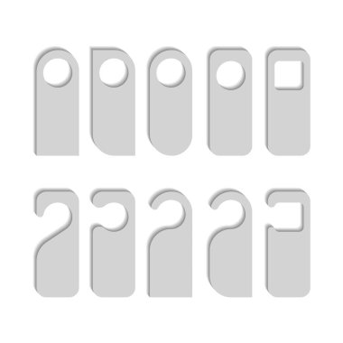 Kapı etiketi askıları. Tasarım modeli, otel odası tabelası. Vektör