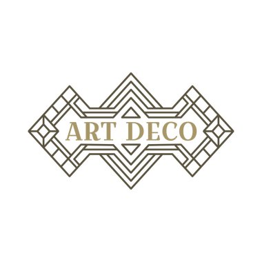 Art deco logosu. Klasik etiket tasarımı. Geçmişe dönük rozetler. Vektör resmi.