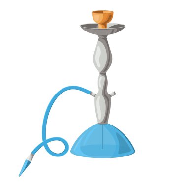 Nargile. Tütün piposu. Aromatik tütün tüttürüyor. Rahatlama. Çizgi film tarzında vektör resmi.