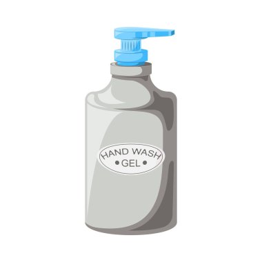 El yıkama jeli. Sıvı antibakteriyel sabun. Dezenfektanlar. Hijyen. Düz bir şekilde vektör illüstrasyonu.
