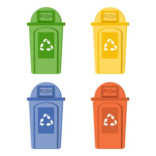 回收箱 垃圾篮 黄色和绿色废物分类篮 矢量图形 — 图库矢量图片