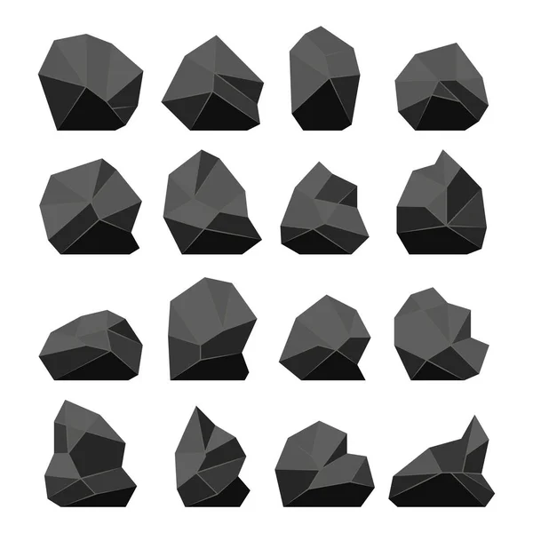 Piedras Roca Estilo Plano Conjunto Vectorial Varios Adoquines Cantos Rodados — Archivo Imágenes Vectoriales