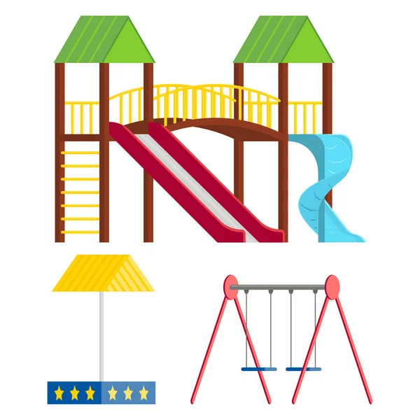 Conjunto Imágenes Para Parque Infantil Toboganes Arenero Columpio Gráficos Vectoriales — Vector de stock