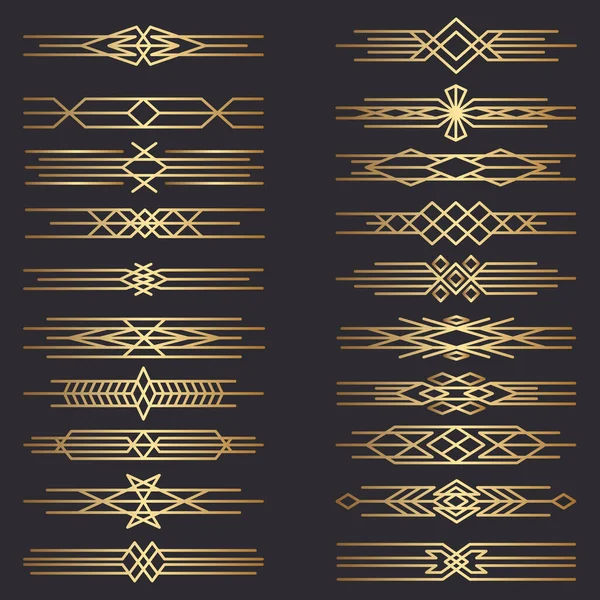 Een Set Van Art Deco Verdelers Decoratieve Lijnen Grens Decor — Stockvector