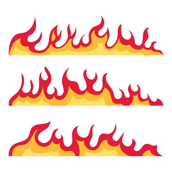 Burning Fire Line Flaming Decorative Line Flames Flat Style Vector — Stock Vector