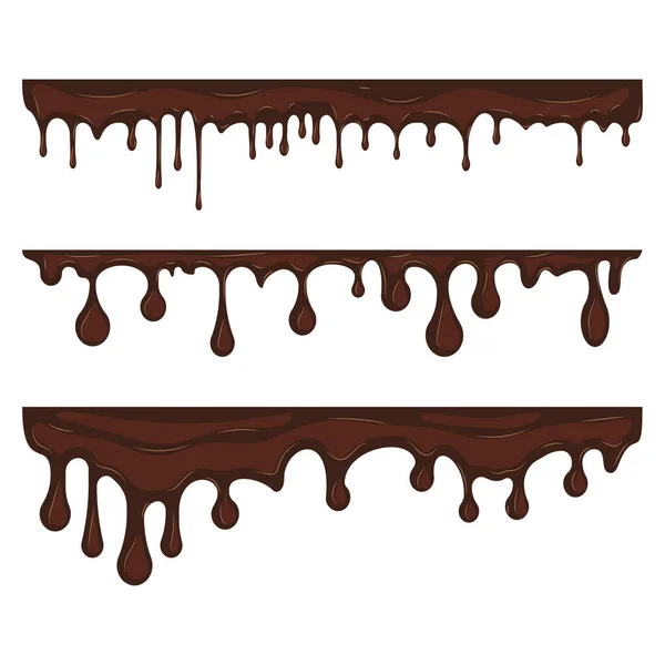Cioccolato Gocciolante Macchia Macchia Liquida Gocce Corrente Illustrazione Vettoriale — Vettoriale Stock