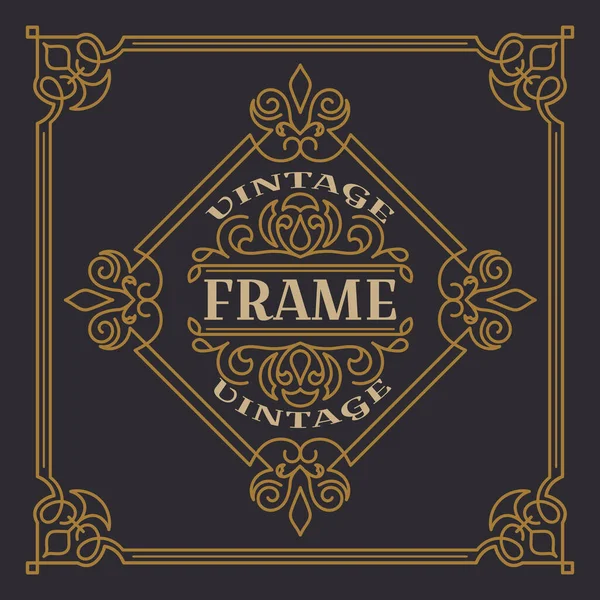 Vintage Frame Template Vector Illustration Wedding Invitations Border Greeting — Stock Vector