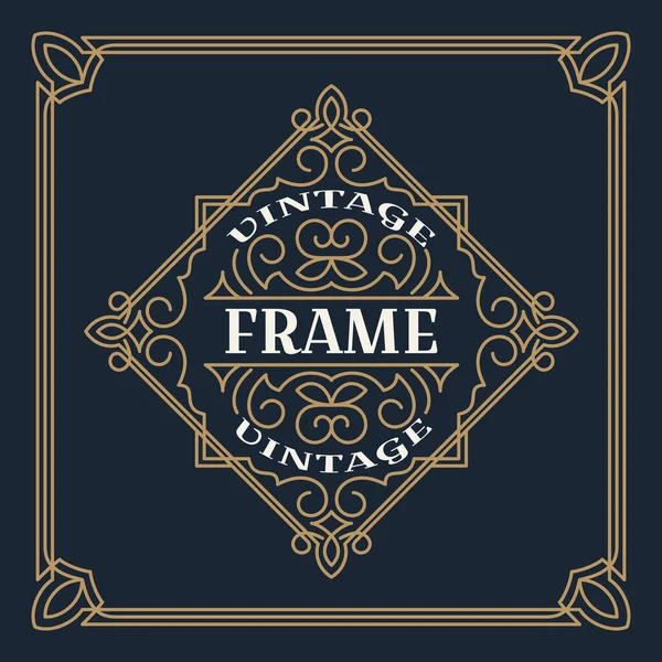 Vintage Frame Template Vektor Illustration Hochzeitseinladungen Grenze Zur Begrüßung — Stockvektor