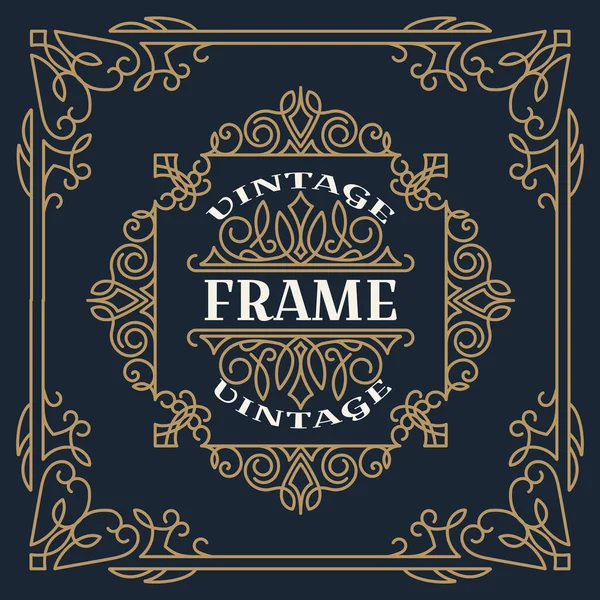 Vintage Frame Template Vector Illustration Wedding Invitations Border Greeting — Stock Vector