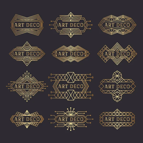 Логотип Арт Деко Вінтажний Дизайн Етикетки Ретро Бейджі Декоративні Рамки Стокова Ілюстрація