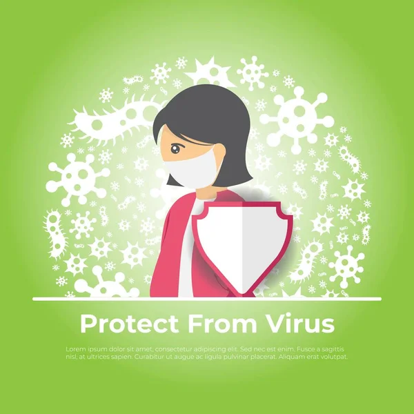 保护人类免受病毒 细菌和细菌侵害的平坦卫生盾牌 Corona Virus 2020 — 图库矢量图片