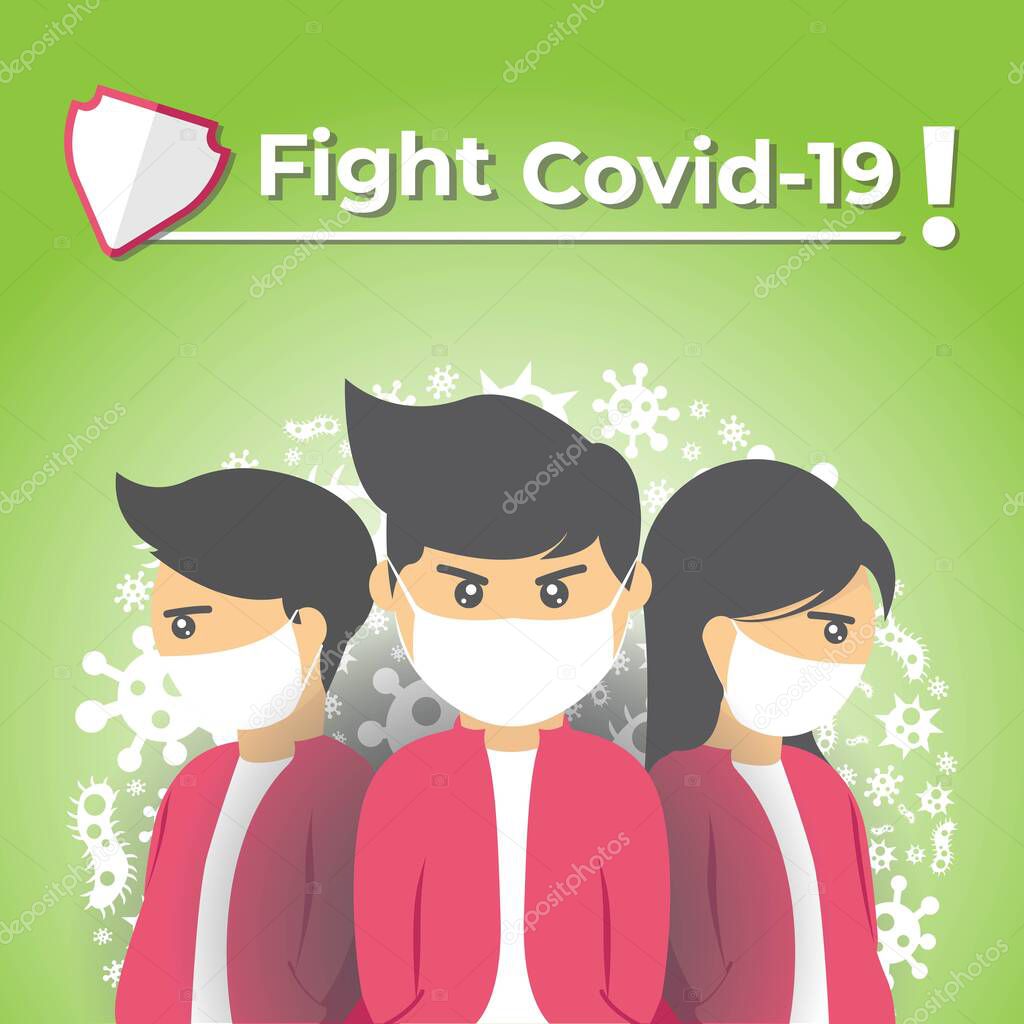 Fight virus concept. corona viruses vaccine concept. Vector illustration fight covid-19 corona virus.