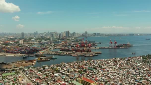 Манила столица Филиппин вид с воздуха — стоковое видео
