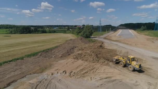 Highway construction Pemandangan udara — Stok Video
