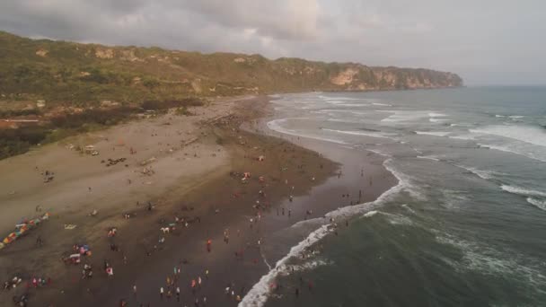 Sandy beach near the ocean yogyakarta — Stock Video